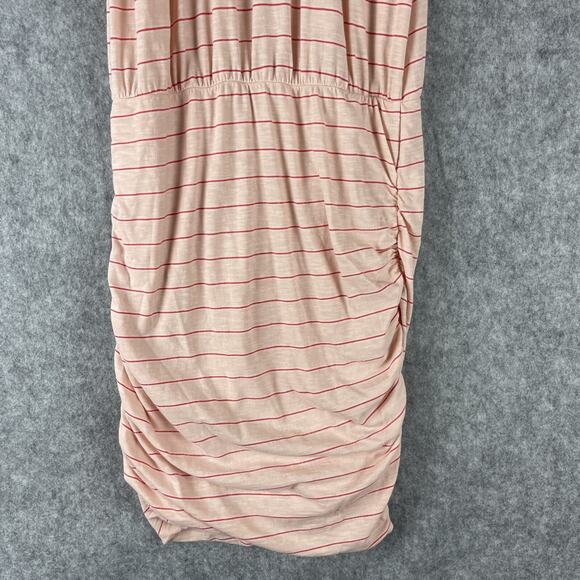 Anthropologie Sundry Tank Dress Womens Medium 2 Pink Stripe Ruched Racerback - Picture 11 of 12